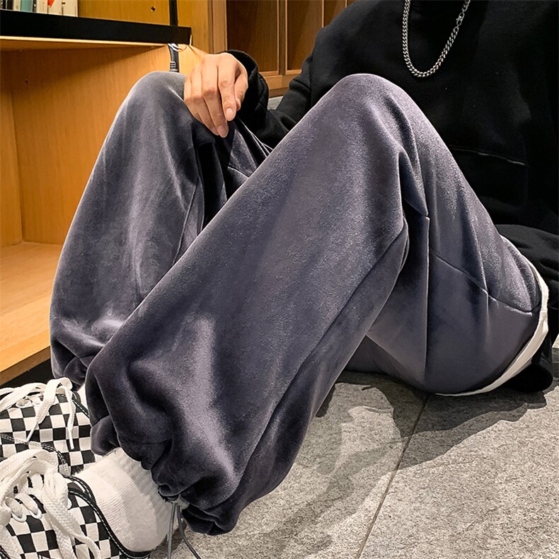 2024秋季新品男士金丝绒加绒加厚百搭休闲裤长裤束脚卫裤K23-P45,男装休闲裤,电商A441-1