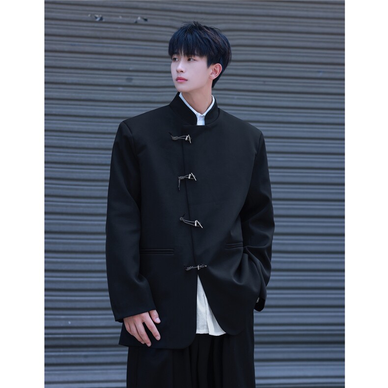 2025港风中式金属盘扣设计大码M-5XL西服潮流男XF77071P85控128，男装西服，星座227-7