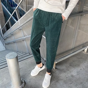 新款潮牌痞帅灯芯绒裤子男秋季韩版修身潮流百搭束脚休闲裤 D014图片