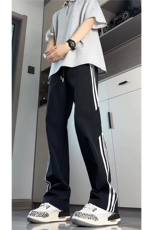美式高街条纹裤子男夏季冰丝宽松冲锋户外直筒休闲阔腿裤KZ048P50，男装休闲裤，电商B312