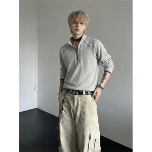 春季哈苏线撞色长袖T恤户外正肩内搭上袖卫衣男C64163-TP4588图片