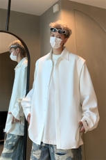 廓形垫肩假两件长袖衬衫男秋季高级感痞帅衬衣XZ514-2-24229-P68，男装衬衫，星座514-2(原B239)
