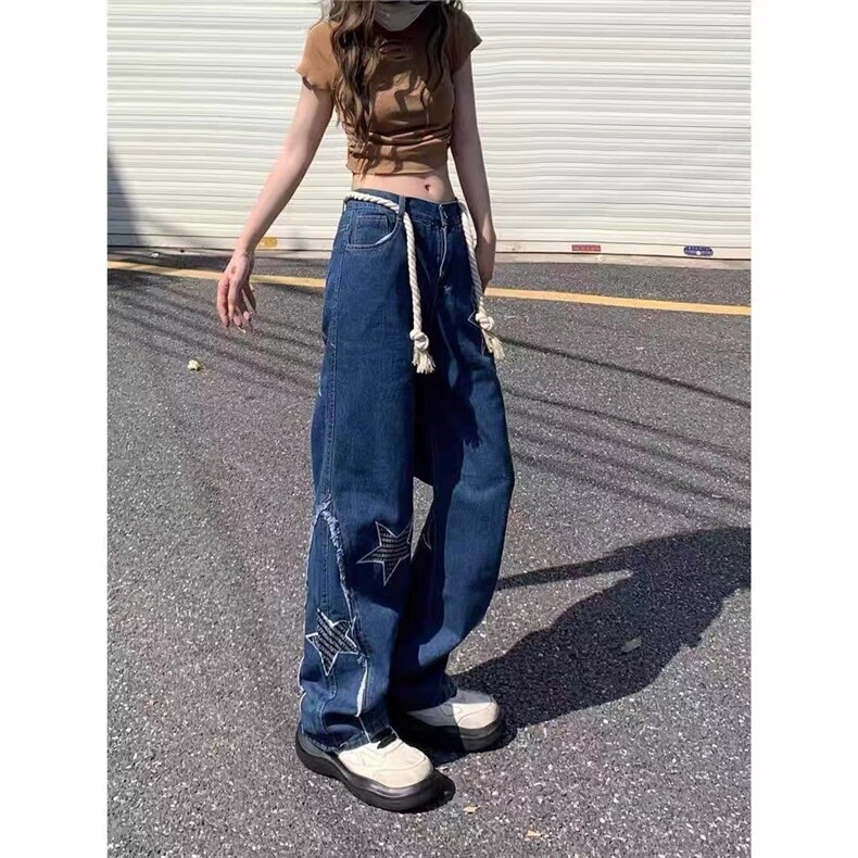 男女时尚个性韩版百搭牛仔裤宽松直筒潮流阔腿裤AA63-P55,男装牛仔裤,星座208-5
