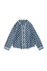 22秋冬港风大码美式棒球服长袖外套夹克格子牛仔衣潮流F17/P65，男装夹克，钱塘713