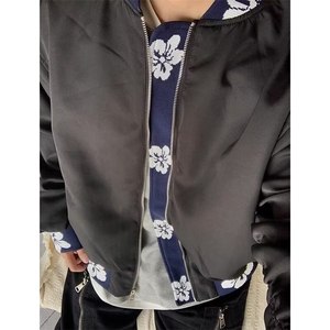 1506/Q3590/P65美式复古提花刺绣拼接夹克百搭棒球服外套图片