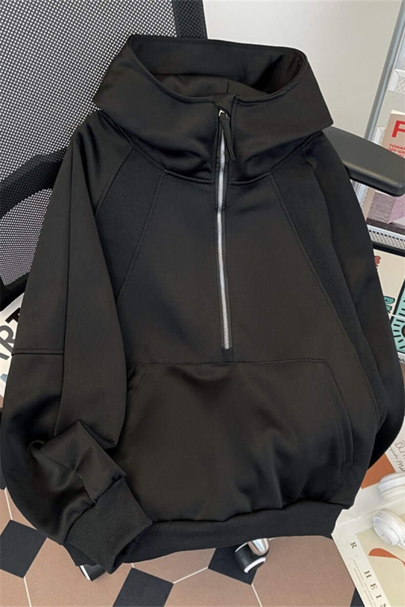 新款百搭卫衣连帽拉链男女款宽松W153H-P55,男装卫衣,电商A227A
