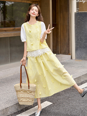 2025夏季新款时尚套装女洋气小个子圆领短袖上衣配短裤两件套潮，女装套装/套裙，橙子家