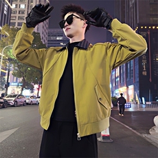 BK02/P108控155春季拼接假两件双头拉链格纹翻领休闲外套男黑首1，女装短外套，星座305B