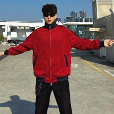 抖音得物高品质美式高街重磅结构设计拼接织带立领卫衣外套CM42，男装卫衣，电商A486