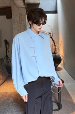 CS1153-特P40控78秋季新款垂感佳新中式衬衫宽松衬衣大码男，男装衬衫，电商A059