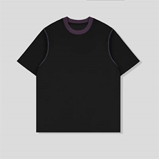 网图拼接撞色特种一字绣圆领夏季男士短袖T恤休闲百搭P33，男装T恤，电商C306-1