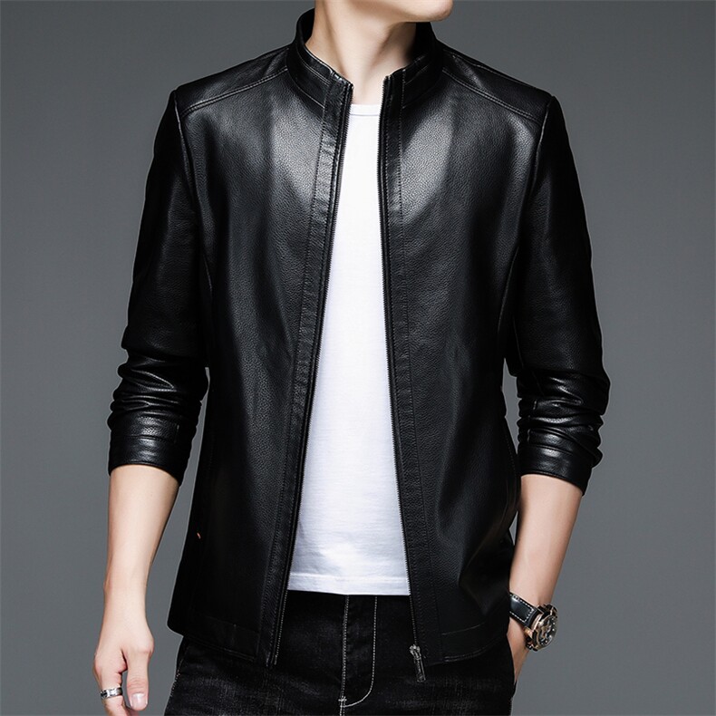 秋冬男士加厚保暖皮衣中年商务休闲立领男装NX2102-P120加绒P130，男装皮衣，星座1105-3