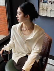 拉链帽衫胸围110衣长60袖长68，女装针织衫/毛衣，初婷羊绒