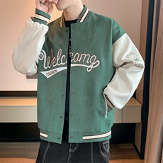 麂皮绒棒球服男士春秋飞行员夹克ins刺绣美式外套男上衣JK037-P93，男装夹克，星座308B-2