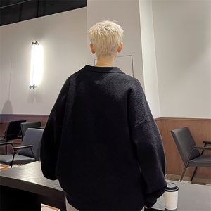 美式纯色Polo衫毛衣男秋冬季潮牌翻领针织衫休闲运动上衣M6510图片