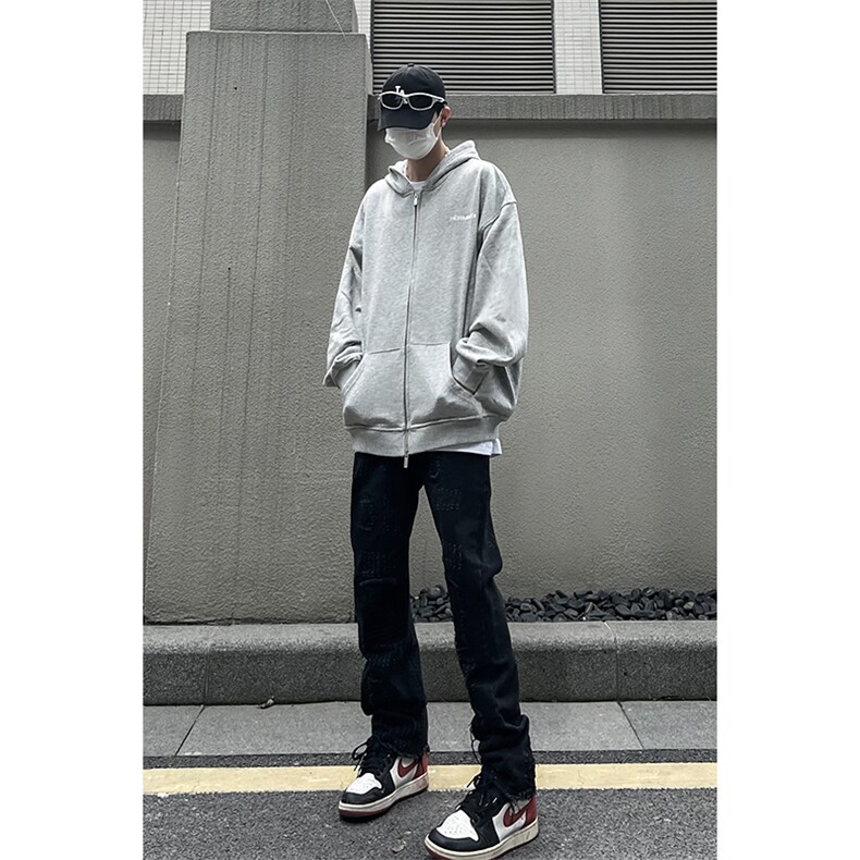 B221 美式ins高街小众假破洞修身微喇牛仔裤 LK22065-P65 控88图片