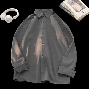 轻熟风白色衬衫男女长袖韩版ins痞帅内搭衬衣潮流垂感上衣服CY255图片