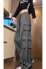 多口袋工装抽绳裤潮酷休闲风随性潮搭街头痞帅长裤K591TP45控69，男装工装外套，电商A102B