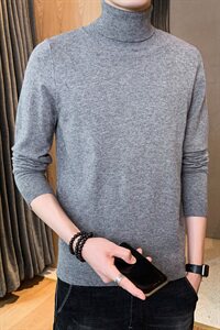 2021秋冬季新款男士韩版潮流针织毛线打底衫外套高领毛衣DF65T图片