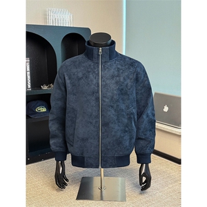 潮牌复古扎染PU皮夹克男外套痞帅立领工装棒球服25XJ55259特批60图片