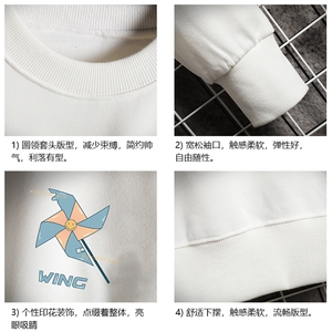 S6112-P35 加绒-P40 秋季圆领卫衣男大码韩版宽松长袖外套男图片