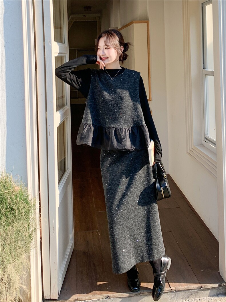 2026年春季新款高级感毛呢时尚套头马甲三件套装女气质套裙,女装套装/套裙,艾米莉亚