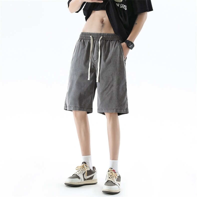 夏季薄款牛仔短裤新款冰丝潮牌男士休闲五分裤,男装牛仔裤,星座410-7