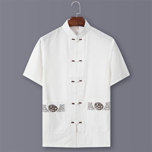 782/P60主推！老年人夏装短袖唐装套装福字民族服装爷爷太极服男图片