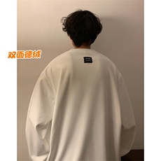 冬款纯色潮牌复古圆领内搭打底衫保暖双面德绒长袖T恤T21658-P38，男装T恤，电商A001-1