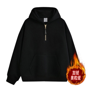 重磅无帽绳500克拉链连帽卫衣硬挺加绒奥粒绒外套男RH5312JR-P60图片