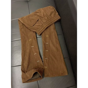 有货。纽扣眼休闲裤子男春秋季芯绒斜切弯刀裤K6875-P39图片