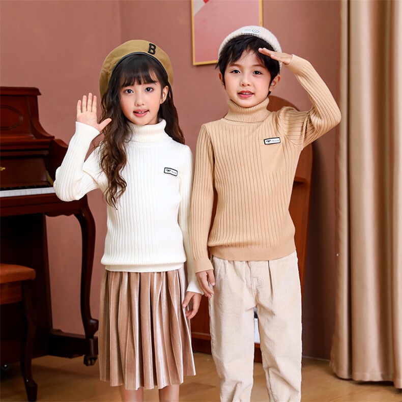 2024新款安迪绒童装高领假口袋毛衣时尚保暖儿童针织衫，童装卫衣/绒衫，绒颖羊绒