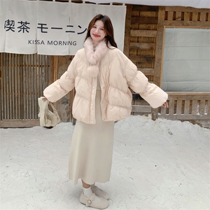 新款现！真狐狸毛保暖粉色羽绒服外套2C133-6003-P280-K408图片