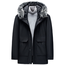 冬装厚款派克服可脱卸内胆中年爸爸装银狐毛领外套男ZK2105-P440，男装中老年男装，电商B212（原钱塘6029）