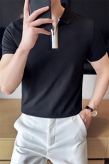 2026夏季新款拉链设计高品质短袖T恤翻领Polo衫T0271-P55，男装T恤，电商D342