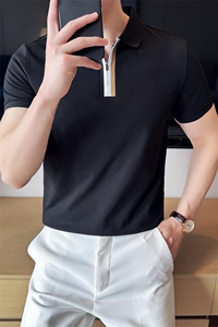 2026夏季新款拉链设计高品质短袖T恤翻领Polo衫T0271-P55图片