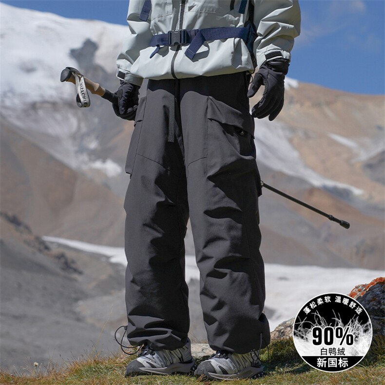 羽绒裤男士款登山长裤2025冬新款户外穿骑行三防休闲工装P115，男装棉裤，电商D310B