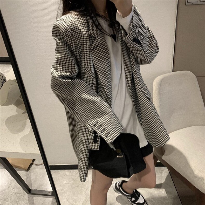千鸟格西装，女装西装，XTZ style
