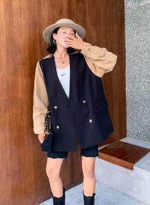 秋款拼接西装，女装西装，品炫姿