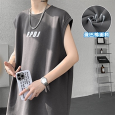 健身运动背心男生夏季薄款字母印花汗衫潮牌宽松大码坎肩无袖T恤，男装T恤，电商A001