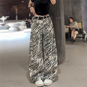 Liegee时尚潮流斑马纹印花窄口长裤显瘦百搭CHENSHOP设计师图片