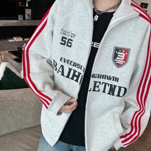 美式卫衣外套男初秋2024秋冬新款宽松春秋翻领开衫WY73/P50图片