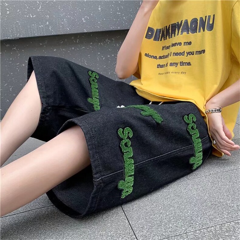 ins牛仔短裤男直筒高街潮牌网红百搭潮流帅气五分裤子DK8098-P40,男装牛仔裤,星座1008-2