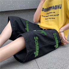 ins牛仔短裤男直筒高街潮牌网红百搭潮流帅气五分裤子DK8098-P40，男装牛仔裤，星座1008-2