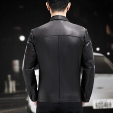 WL2103秋冬新款男士翻领皮夹克皮衣男山羊皮外套商务男装P780，男装皮衣，电商B360