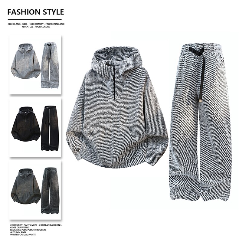 主推半拉链连帽卫衣长裤两件套满天星套装TZ878-P85M-5XL，男装休闲套装，星座210-1