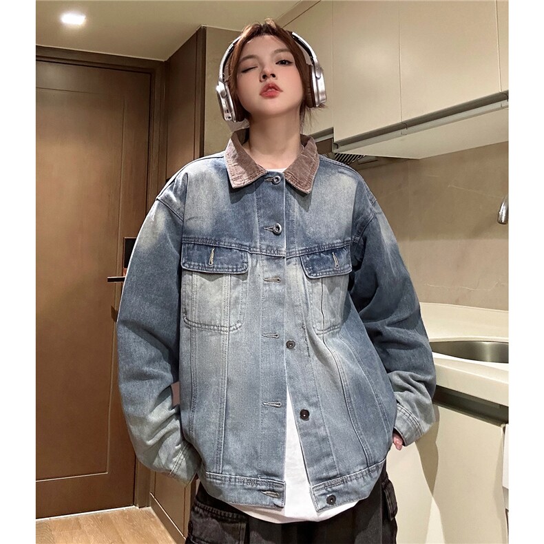 中性平铺2026秋装新夹克衫男女装水洗牛仔衣秋季情侣外套S295-P78，男装工装外套，电商A233-1