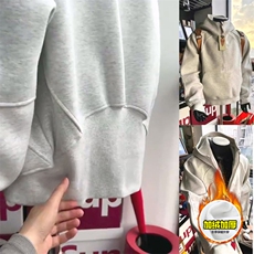 480G重磅加绒硬挺boxy男女秋冬美式高街结构半拉链卫衣开衫厚外套，女装短外套，电商A486-1