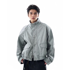 现货得物二开复古工装宽松立领水洗cleanfit夹克美式JK1252-P98，男装夹克，星座1103-3