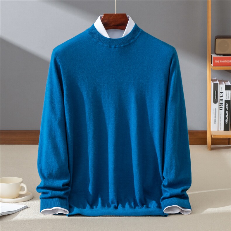 2025秋冬百搭时尚简约精纺小半高针织衫，男装羊绒套衫，牧群羊绒